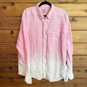 Abercrombie & Fitch Pink Ombre Linen Button Down Shirt Size XXL